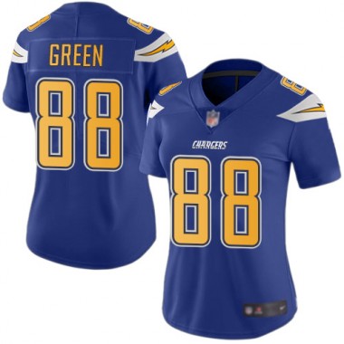 Los Angeles Chargers NFL Football Virgil Green Electric Blue Jersey Women Limited #88 Rush Vapor Untouchable->women nfl jersey->Women Jersey